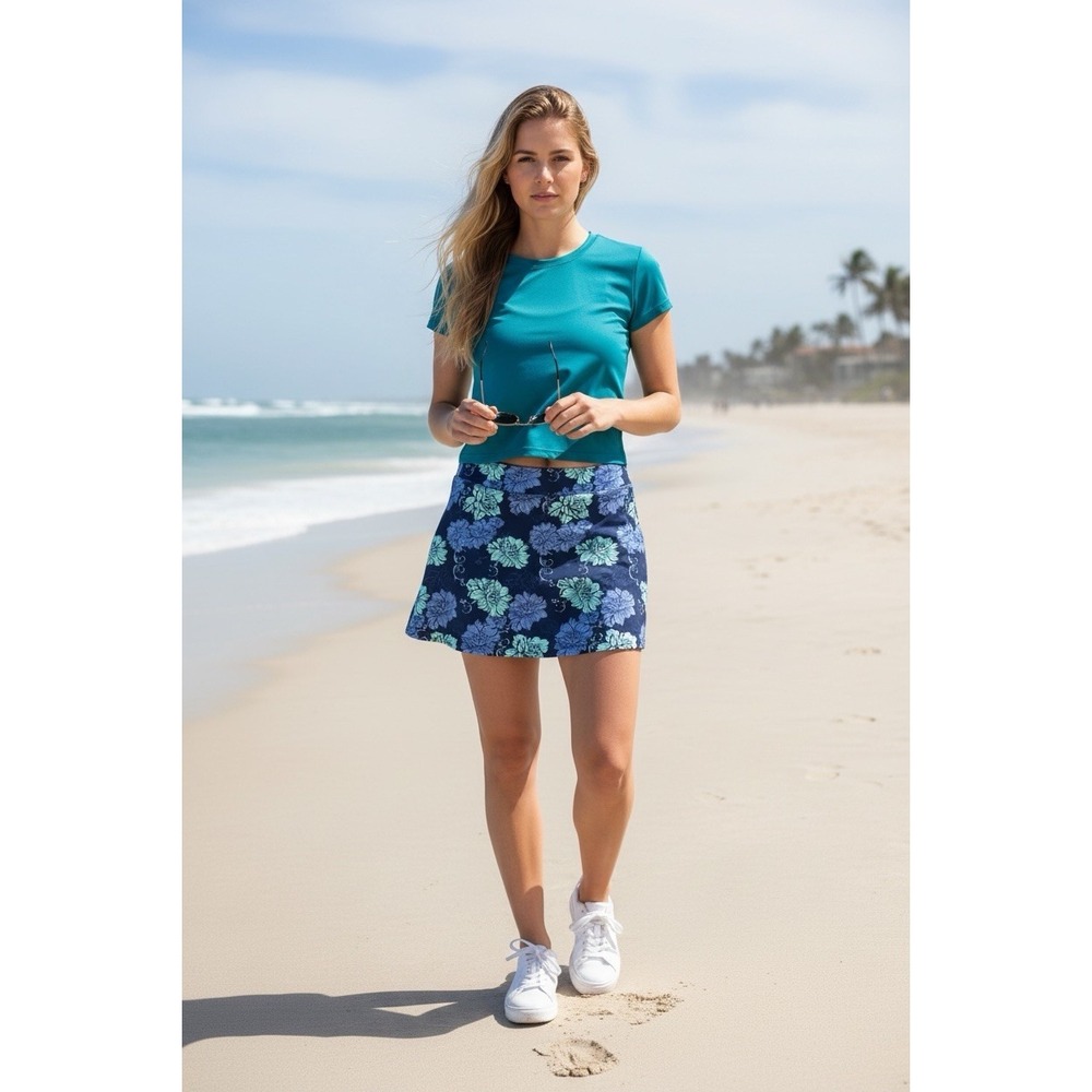 Tranquility Colorado Clothing Skort Womens L Peony Periwinkle Floral Golf Tennis